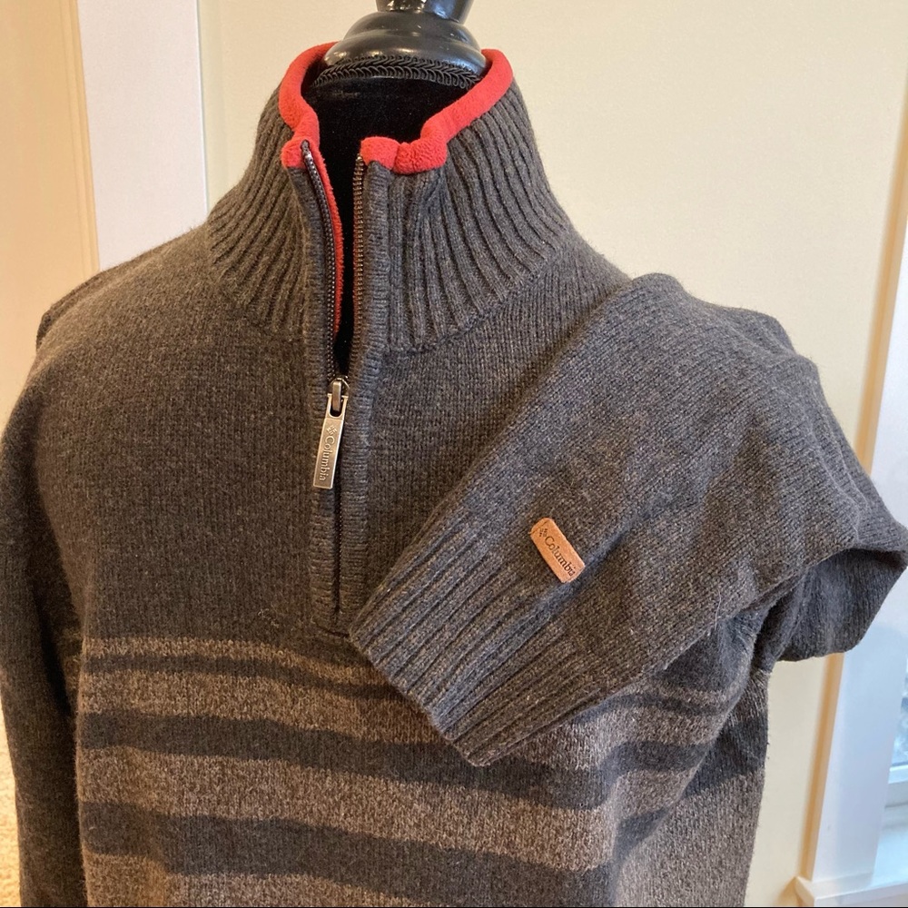 Columbia Knit Quarter Zip Striped Pullover Sweater